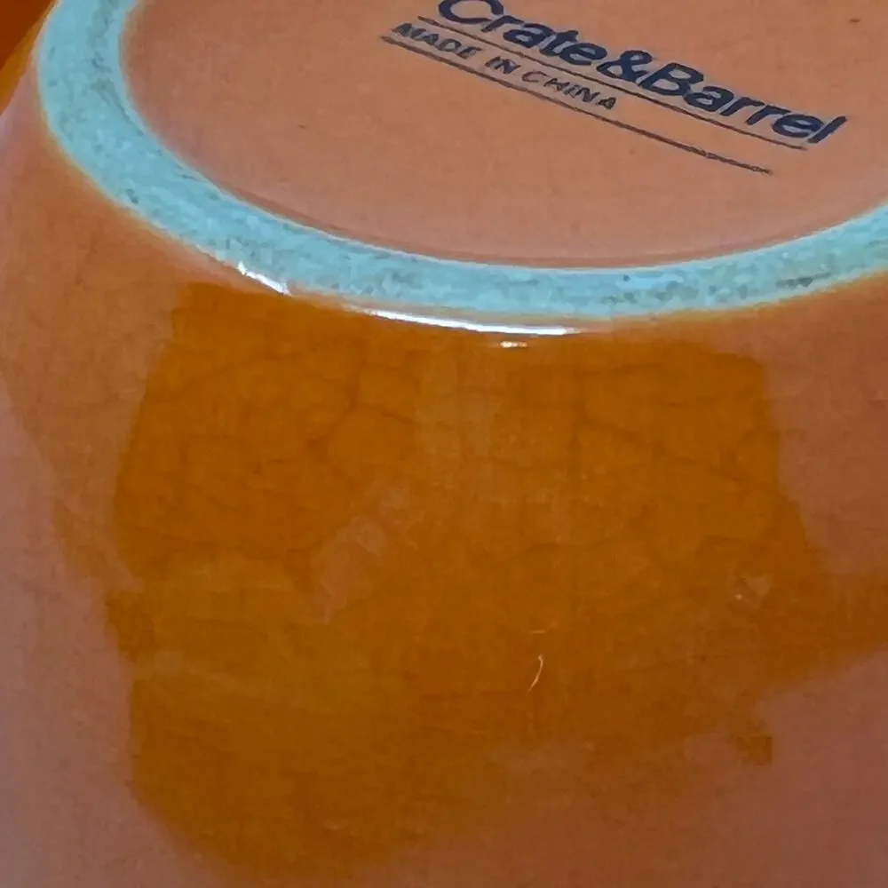 Crate and Barrel Addison Orange Ceramic Ramekins Set of 4 Vintage Portugal Bowls
